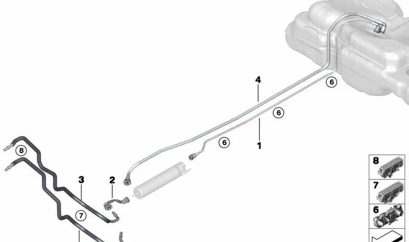 Tubería de retorno de combustible OEM 16117300641 para MINI Clubman F54 Cooper D, Cooper S, Cooper SD. Original MINI.