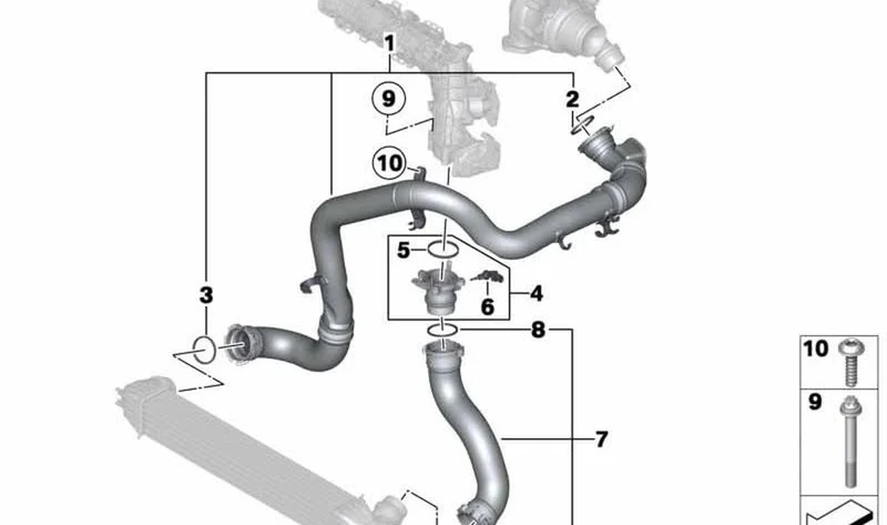 Tubo de aire de sobrealimentación OEM 11618506684 para MINI R56, R55, R57, R58, R59, R60, R61. Original MINI.