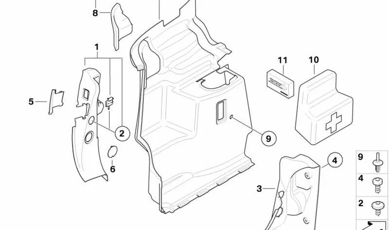 Tapa de revestimiento maletero derecho OEM 51477138860 para MINI Cabrio R52, Hatch R53. Original MINI.