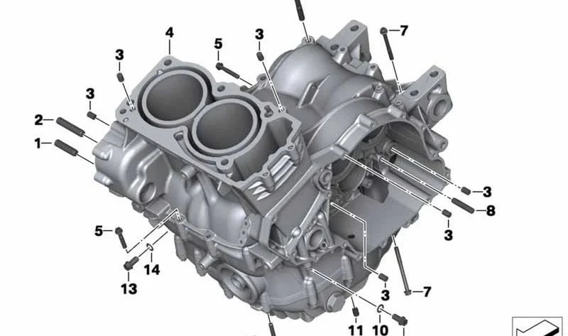 Cárter de motor negro OEM 11118540744 para motos BMW F800GT, F800S, F800ST, F800R. Original BMW Motorrad.