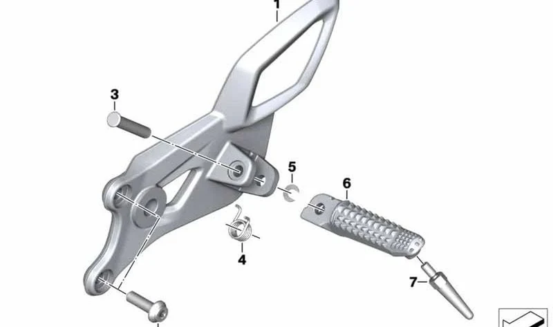 Descansa-pies izquierdo OEM 46718558797 para BMW Motorrad R nineT Racer. Original BMW Motorrad.