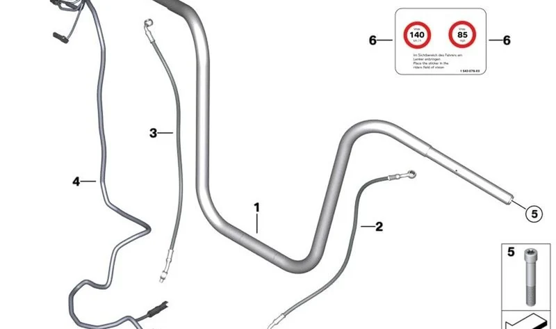 Tubo flexible de freno delantero OEM 77227923457 para BMW Motorrad R 18, R 18 Classic. Original BMW Motorrad.