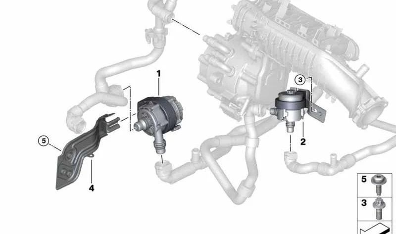 Bomba de líquido refrigerante adicional OEM 11518646467 para MINI Countryman F60, F60 LCI, BMW X1 F48, X2 F39, 2 F45... y más. Original BMW y MINI.