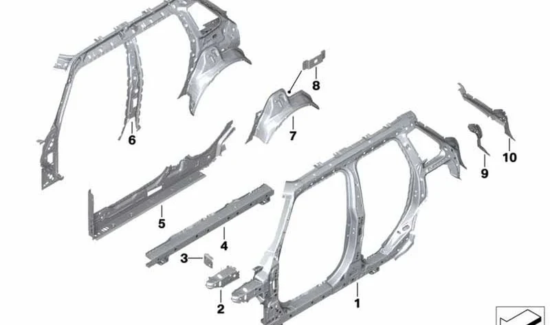 Pasaruedas exterior trasero izquierdo OEM 41007408803 para MINI F55, F55 LCI, F65. Original MINI.