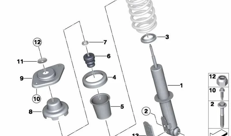 Muelle-amortiguador trasero OEM 33526853970 para MINI R57 Cooper S, R57 Cooper S JCW... y más. Original MINI.