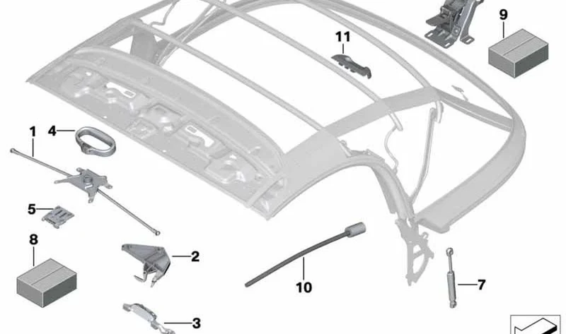 Muelle de compresión gas OEM 54342759742 para MINI Roadster R59 Cooper, Cooper S (11/2011 - 04/2015). Original MINI.