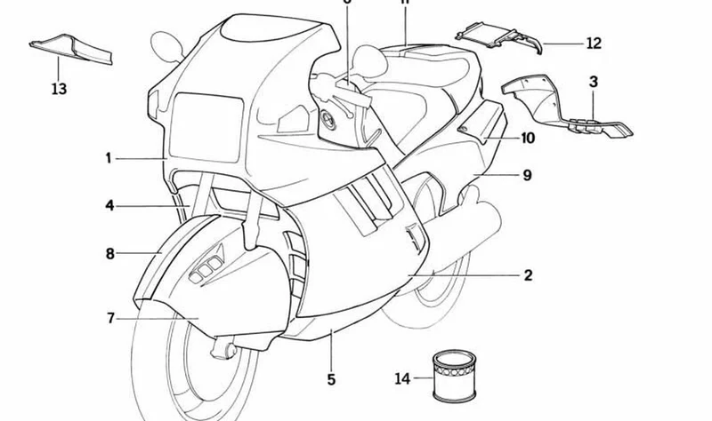 Recubrimiento derecho color Koenigsblau OEM 46632323082 para BMW Motorrad K1, K 100 RS (K589). Original BMW Motorrad.
