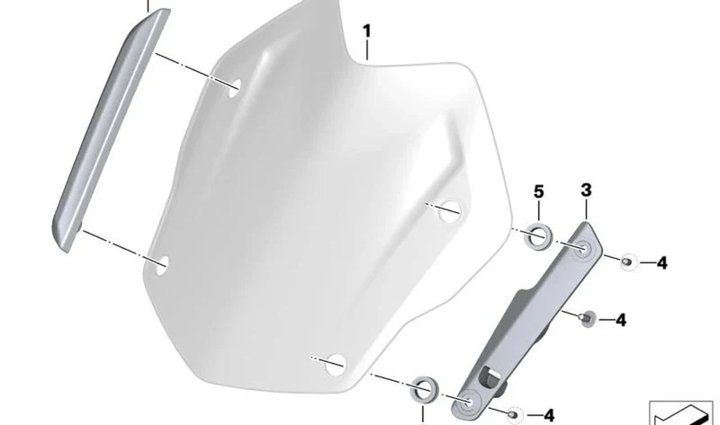 Moldura parabrisas derecha OEM 46638556014 para BMW Motorrad R1200GS, R1250GS, R1200GS Adventure, R1250GS Adventure. Original BMW Motorrad.