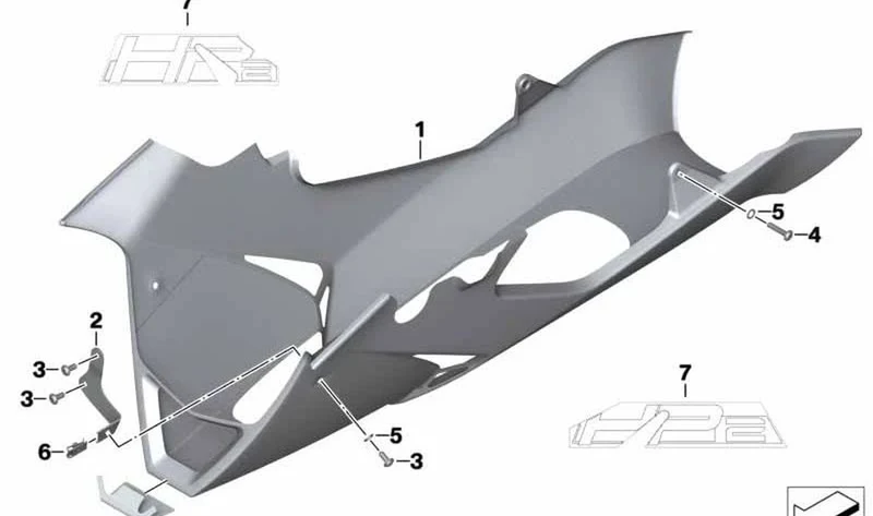 Espoiler motor OEM 46637728585 para motos BMW R 1200 S, HP2 Sport (K29). Original BMW Motorrad.