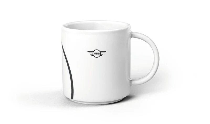 Taza de impresión de contornos blanco/negro OEM 80285B32103 para BMW y MINI. Original MINI.