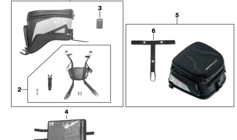 Sujeción mochila para el depósito delantero OEM 77458523143 para motos BMW R1200GS, R1250GS, R1200RT, R1250RT. Original BMW Motorrad.