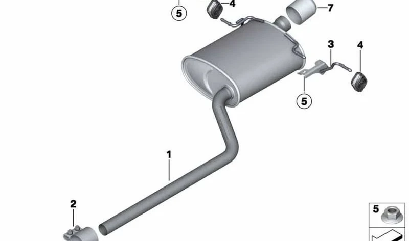 Silenciador adicional trasero OEM 18302753121 para MINI R56, R56 LCI, Cabrio R57 LCI. Original MINI.