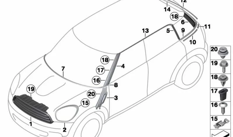 Moldura intermitente lateral izquierda OEM 51139813687 para MINI Countryman R60. Original MINI.