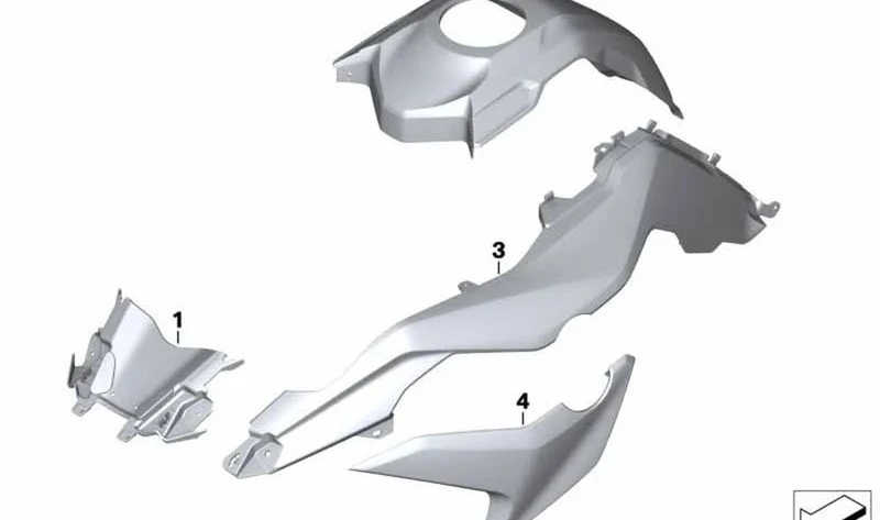 Cubierta del depósito centro BLACKSTORM MET. OEM 46619480205 para motos BMW F750GS, F850GS, F800GS, F900GS. Original BMW Motorrad.