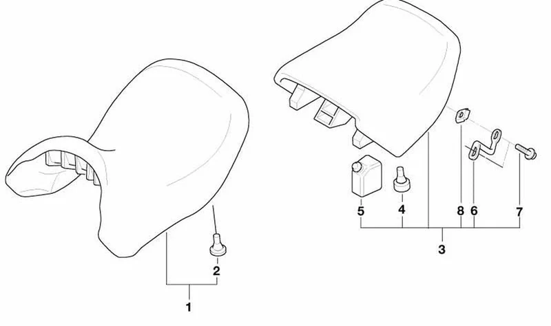 Tope de asiento OEM 52532313243 para motos BMW R 1200 RT, K 1300 GT, R 1150 RT... y más. Original BMW Motorrad.