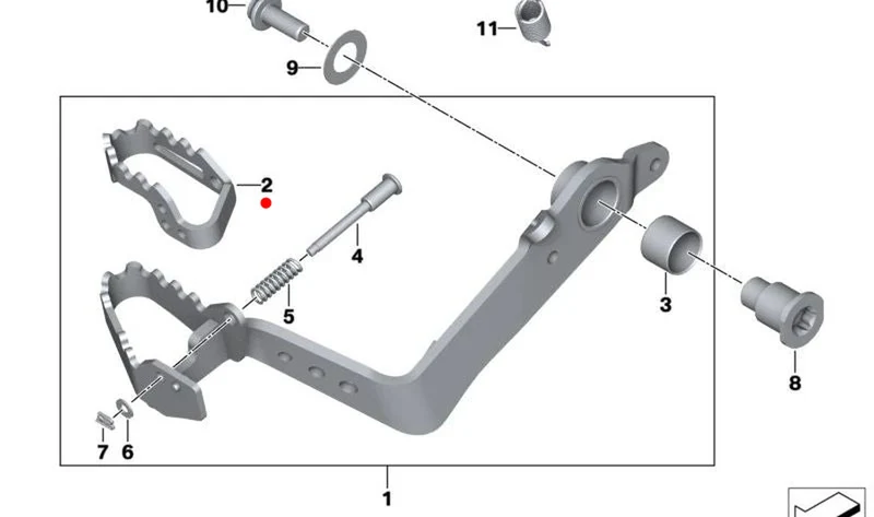 Pedal de freno ajustable OEM 35218550066 para motos BMW R1200GS, R1250GS, F850GS, F750GS y más. Original BMW Motorrad.