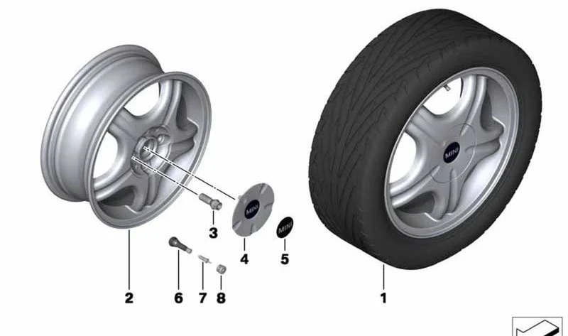 Cubierta de cubo 162MM OEM 36136755810 para MINI R50 Cooper, One, One D y Cabrio R52. Original MINI.