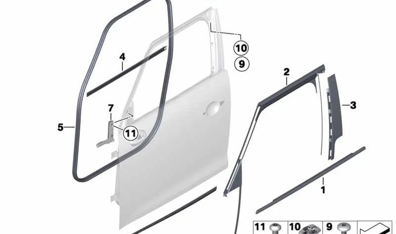 Cubierta pozo exterior puerta delantera izquierda OEM 51339813515 para MINI Countryman R60. Original MINI.