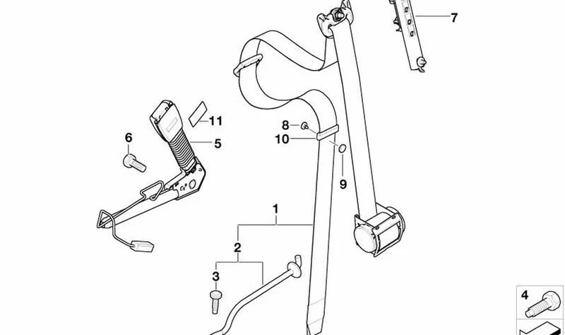 Estribo guía OEM 72111489127 para MINI R50, R53 Cooper, One... y más. Original MINI.