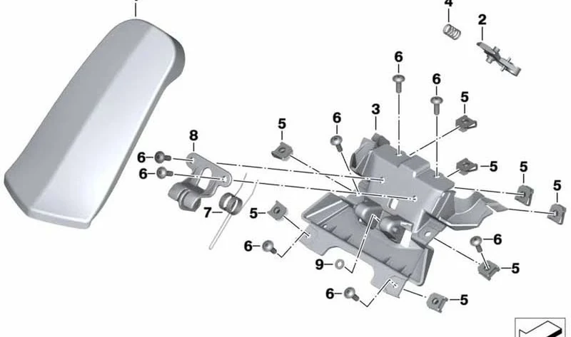 Chapaleta de relleno OEM 46638545283 para BMW Motorrad C 650 GT (K19) 2012-2020. Original BMW Motorrad.