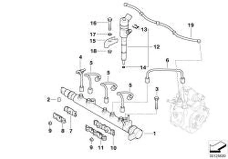 Tubería de aceite de fuga OEM 13537799450 para MINI R50 One D. Original MINI.