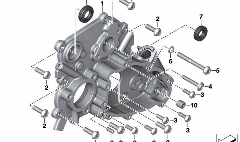 Tapa del cambio OEM 23001541159 para motos BMW K1600 GT, K1600 GTL, K1600 Bagger. Original BMW Motorrad.