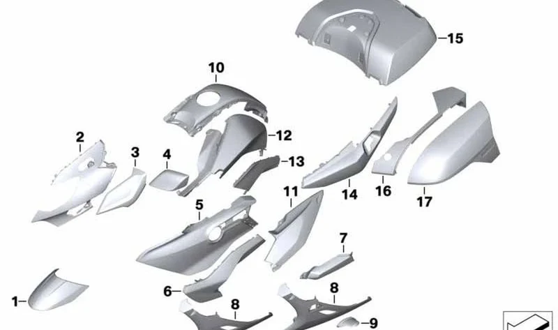 Moldura tapa del maletero izquierdo OEM 46548392855 para BMW K1600 GT, K1600 GTL. Original BMW Motorrad.