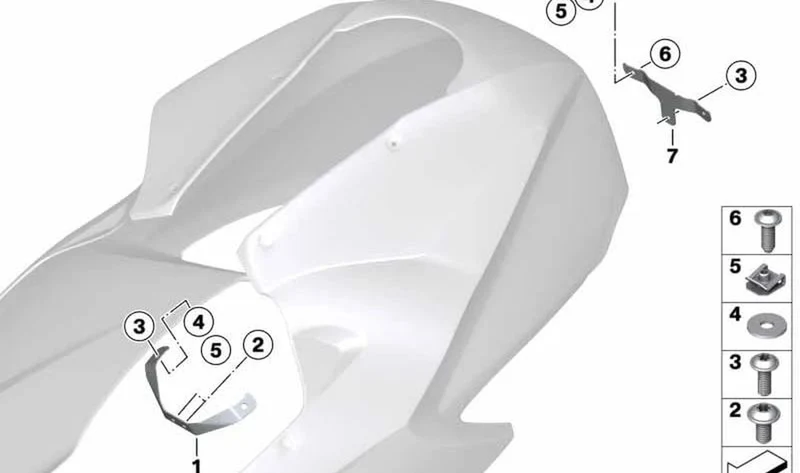 Soporte de revestimiento trasero OEM 46637707513 para motos BMW HP2 Sport. Original BMW Motorrad.
