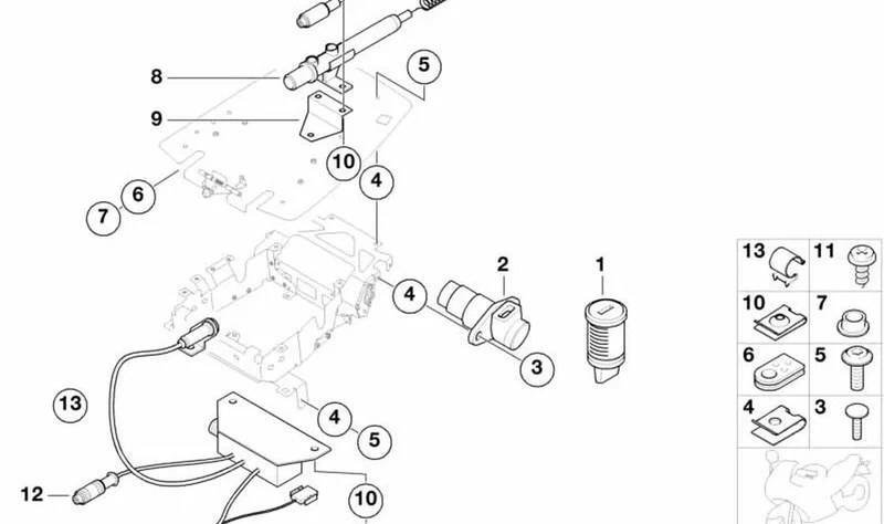 Cerradura para caja radioteléfono OEM 51257663173 para motos BMW F700GS, F800GS, F650GS, K1200RS. Original BMW Motorrad.