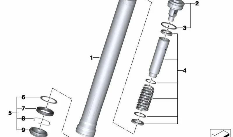 Muelle de presión delantero OEM 31428551825 para motos BMW S1000R (K47). Original BMW Motorrad.