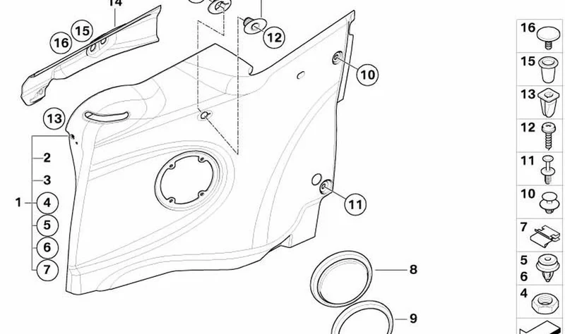 Revestimiento lateral trasero izquierdo OEM 51436968591 para MINI Cabrio R52, Cooper S... y más. Original MINI.