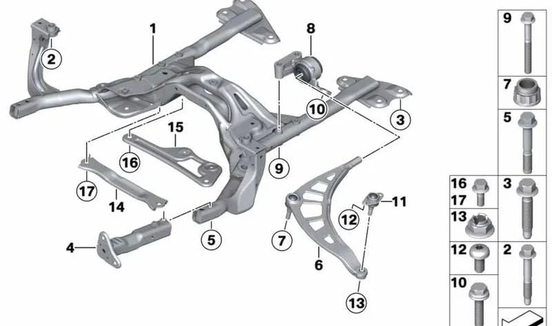 Soporte eje delantero OEM 31119807743 para MINI Countryman R60, Paceman R61. Original MINI.
