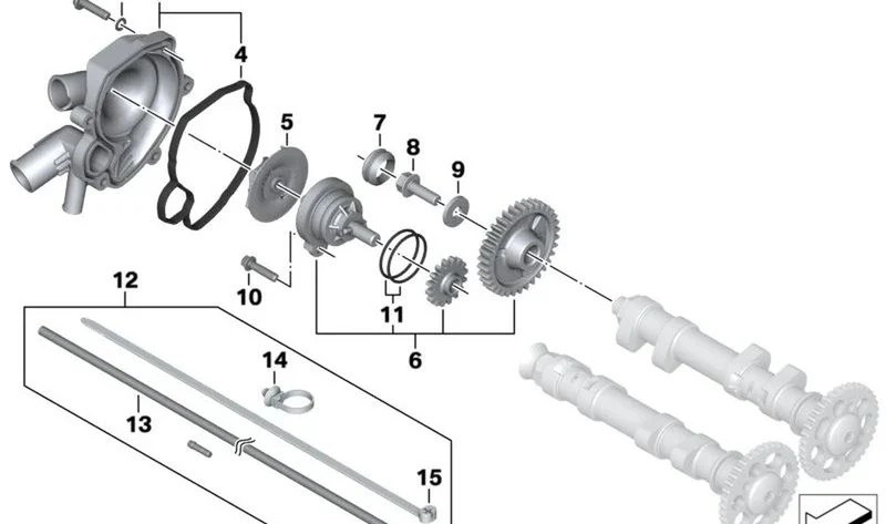 Bomba de líquido refrigerante OEM 11517724452 para motos BMW F 700 GS, F 800 GT, F 800 S, F 800 ST, F 650 GS, F 800 GS y más. Original BMW Motorrad.