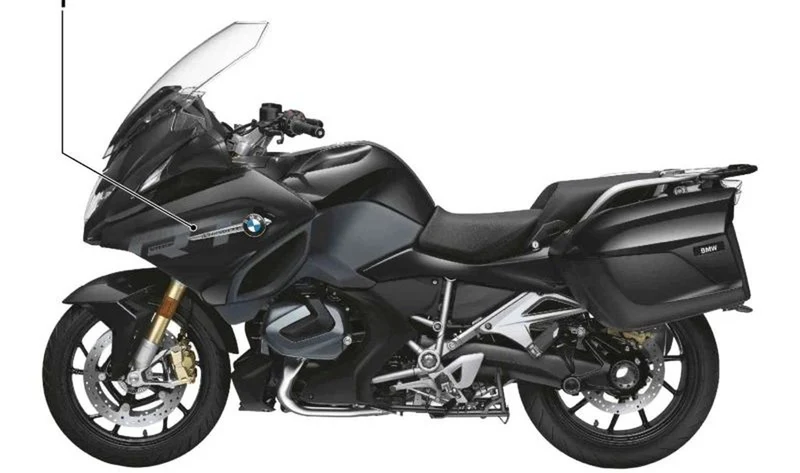Inscripción revestimiento lateral derecho OEM 51147925486 para BMW R 1200 RT, R 1250 RT. Original BMW Motorrad.