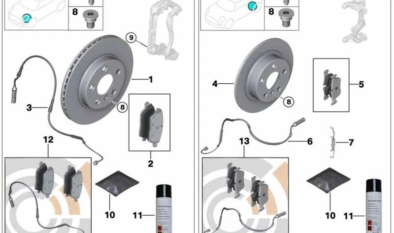 Palpador de desgaste guarniciones freno delantero OEM 34356778175 para MINI R50, R52, R53. Original MINI.