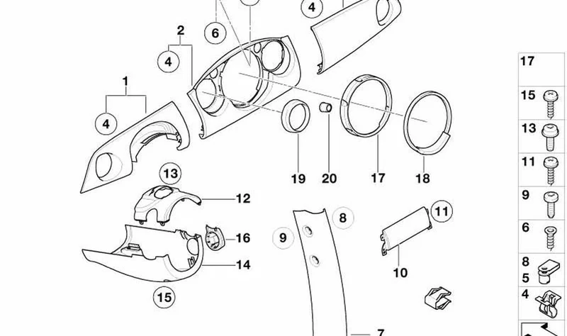 Embellecedor tablero instrumentos central Piano Black OEM 51459141913 para MINI R50, R53. Original MINI.