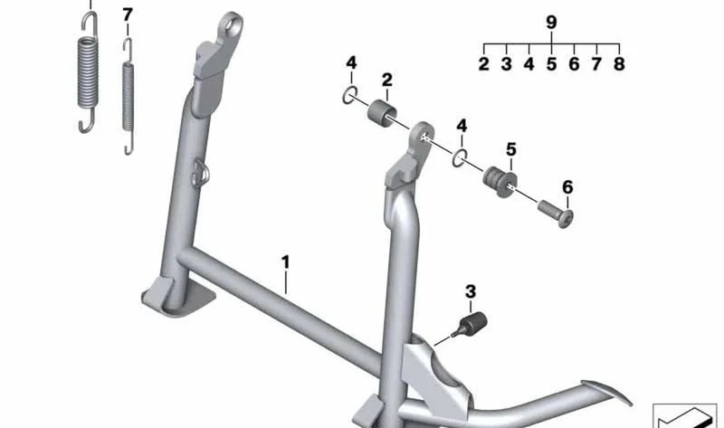 Caballete central OEM 46527715152 para motos BMW R1200RT, R900RT (K26). Original BMW Motorrad.
