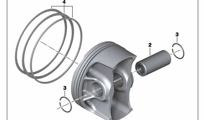 Pistón OEM 11258530237 para motos BMW R 1200 GS, R 1200 GS Adventure, R 1200 RT, R 1200 R, R 1200 RS. Original BMW Motorrad.