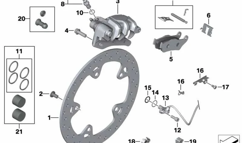 Juego de juntas del émbolo de freno delantero OEM 34217674607 para motos BMW R1200GS, R1250GS, R nineT, K1200S... y más. Original BMW Motorrad.