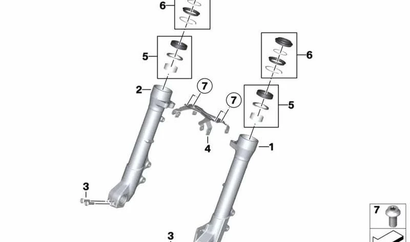 Tubo deslizante delantero izquierdo OEM 31421540523 para motos BMW F750GS, F850GS. Original BMW Motorrad.