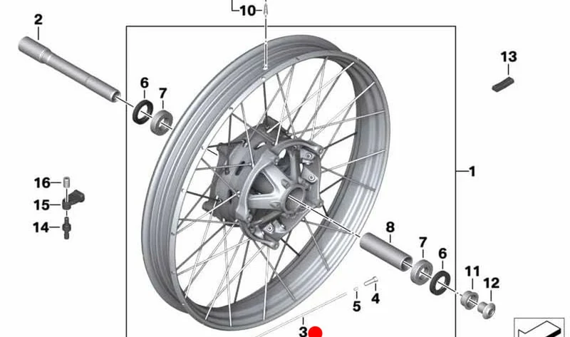 Radio de rueda OEM 36318406048 para motos BMW F 850 GS, F 900 GS, F 850 GS Adventure, F 900 GS Adventure. Original BMW Motorrad.