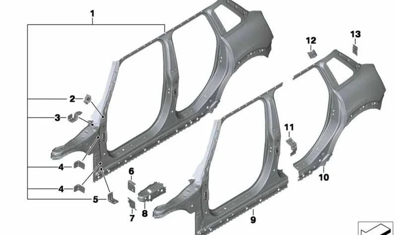 Columna A exterior derecha OEM 41007408826 para MINI F55, F55 LCI. Original MINI.