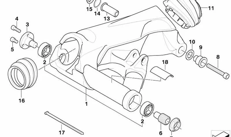 Basculante trasero OEM 33177690798 para motos BMW HP2 Enduro, HP2 Megamoto. Original BMW Motorrad.