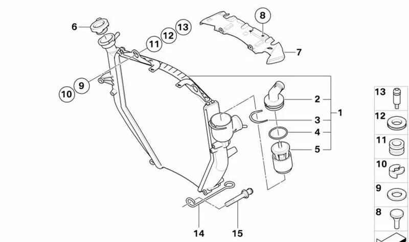 Radiador OEM 17117699517 para motos BMW K1200S, K1300S, K1200GT, K1300GT. Original BMW Motorrad.