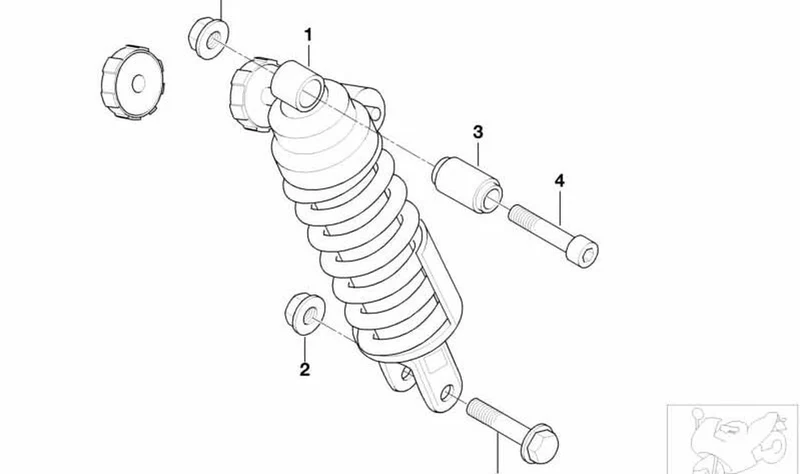 Muelle-amortiguador deportivo trasero OEM 33537687186 para BMW Motorrad R1100S, R1100RS. Original BMW Motorrad.