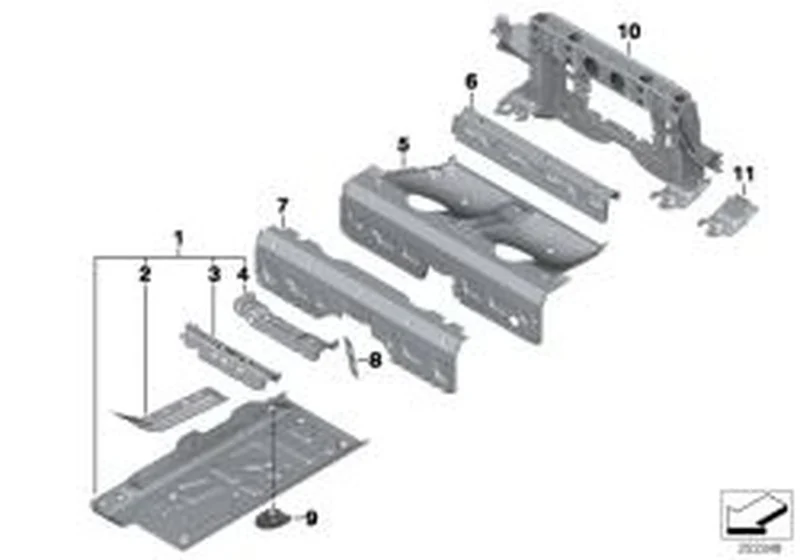 Chapa de fondo trasera OEM 41127069343 para MINI R50, R53. Original MINI.