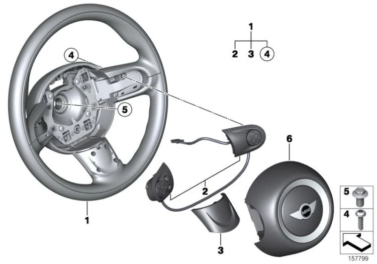 Interruptor volante multifunción OEM 32309289676 para MINI R56 LCI, Clubman R55 LCI, Cabrio R57 LCI, Coupé R58, Roadster R59, Countryman R60, Paceman R61. Original MINI.