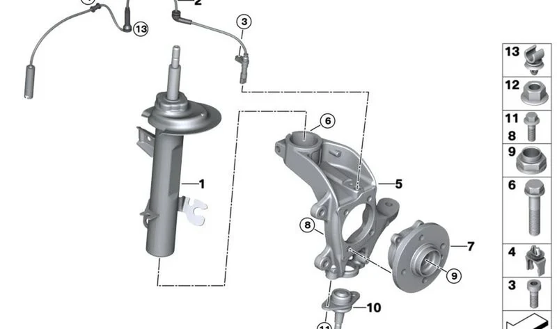 Muelle-amortiguador delantero derecho OEM 31316780466 para MINI R50, R52, R53. Original MINI.