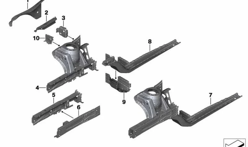 Pasarruedas delantero izquierdo OEM 41007426413 para MINI F56, F55, F57, F66, F65, F67... y más. Original MINI.