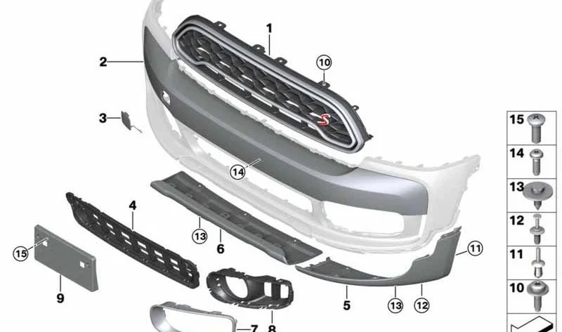 Panel protector lámpara delantera izquierda OEM 51117390551 para MINI Countryman F60. Original MINI.